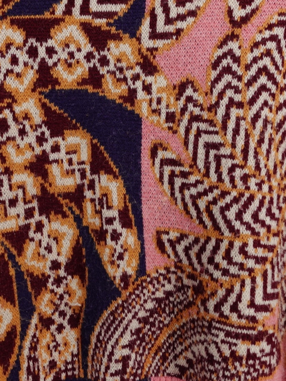 FARM RIO Multicolor Tropical Jacquard Knit Sweater Crew Neck Pink Purple Size M - Picture 6 of 6